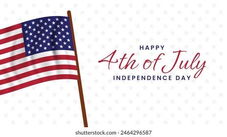4th of July with United States flag. Independence Day 
USA celebration banner. Vector illustration
