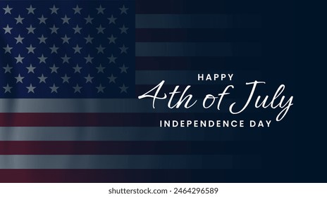 4th of July with United States flag. Independence Day 
USA celebration banner. Vector illustration