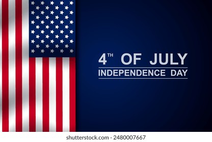 4th of July with United States flag, Independence Day Banner Vector illustration.