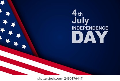 4th of July with United States flag, Independence Day Banner Vector illustration.