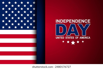 4th of July with United States flag, Independence Day Banner Vector illustration.