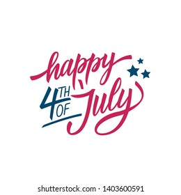 4th of July, United States Happy Independence Day calligraphic lettering design celebrate card template. Creative typography for USA national holiday greetings and invitations. Vector illustration. 