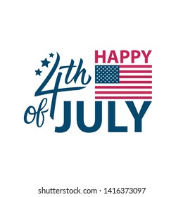 4th of July, United States Happy Independence Day celebrate card template with calligraphic element. Perfect for USA national holiday greetings and invitations. Vector illustration.