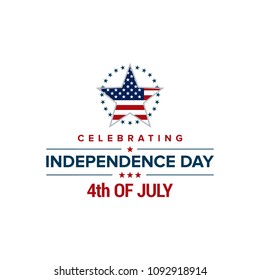 4th of July, United States independence day greeting. Fourth of July typography design. Usable as greeting card, banner, background.