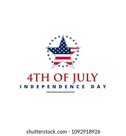 4th of July, United States independence day greeting. Fourth of July typography design. Usable as greeting card, banner, background.