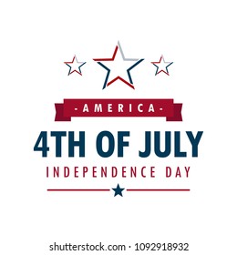 4th of July, United States independence day greeting. Fourth of July typography design. Usable as greeting card, banner, background.