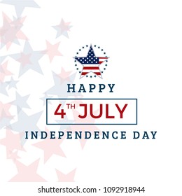 4th of July, United States independence day greeting. Fourth of July typography design. Usable as greeting card, banner, background.