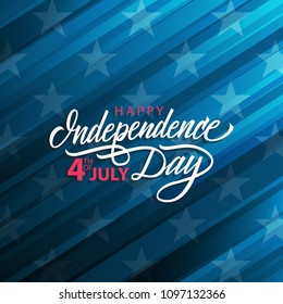 4th of July United States Independence Day celebrate card with handwritten holiday greetings. Vector illustration.