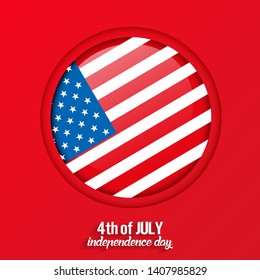 4th of July, United States independence day greeting card with red background, vector, illustration, eps file