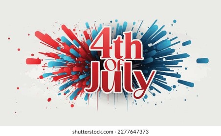 4th of July United States Independence Day celebrate with waving american national flag, brush stroke 