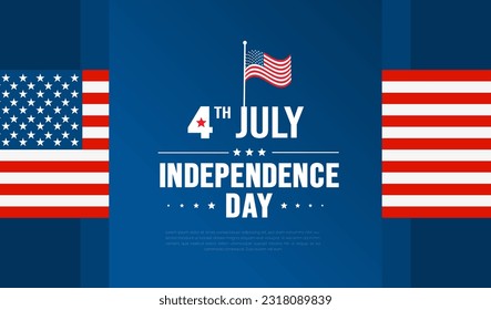 4th of July United States Independence Day celebration promotion advertising background, poster, card or banner template with American flag and typography. Independence day USA festive decoration.