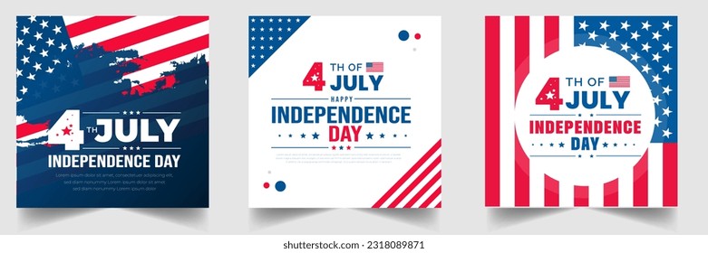 4 de julio Día de la Independencia de Estados Unidos promoción de publicidad en medios sociales pancarta, pegatina, fondo, afiche, juego de tarjetas. Día de la Independencia, decoración festiva de EEUU. bandera de usa