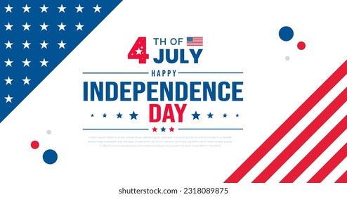 4th of July United States Independence Day celebration promotion advertising background, poster, card or banner template with American flag and typography. Independence day USA festive decoration.