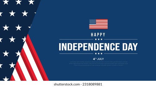 4th of July United States Independence Day celebration promotion advertising background, poster, card or banner template with American flag and typography. Independence day USA festive decoration.