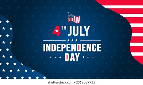 4th of July United States Independence Day celebration promotion advertising background, poster, card or banner template with American flag and typography. Independence day USA festive decoration.