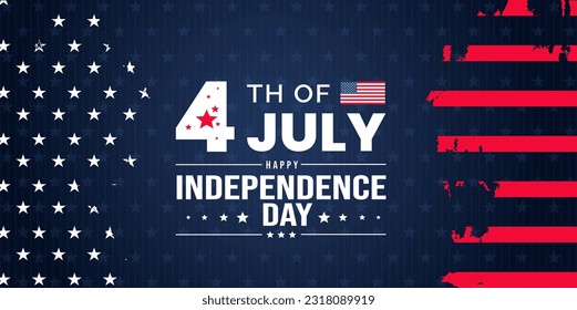 4th of July United States Independence Day celebration promotion advertising background, poster, card or banner brush stroke template. Independence day USA festive decoration with American flag.