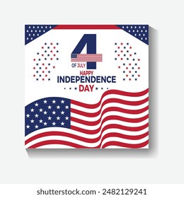 4th of July United States Independence Day celebration promotion advertising social media post square banner design vector. Usable for social media post, card, banner, and web