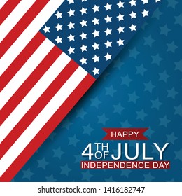 4th of July United States national Independence Day celebration background with American flag. Vector illustration.