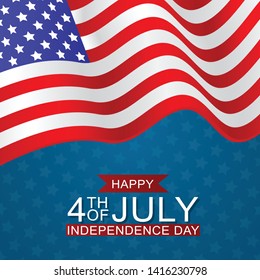 4th of July United States national Independence Day celebration background with American flag. Vector illustration.