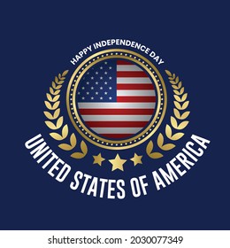 4th of July United States national flag medal. Happy Independence Day. Vector illustration.