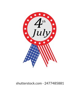 4th of july Us badge.Us flag ribbon.Independence Day.freedom.vector design and illustration .in white background  