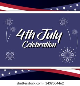 4th July US Independence Day with Fireworks and Flag Wallpaper for Greetings and Presentation