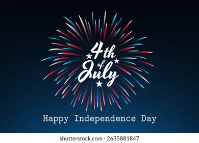 4th of july us independence day. Fourth of July national holiday of the usa. Starry sky background, fireworks as american flag. Happy independence day greeting card, banner. Vector illustration