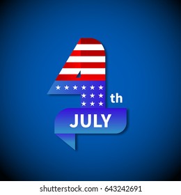4th of July, US Independence Day. Ribbon stripes and stars, symbolism of American flag. Vector illustration