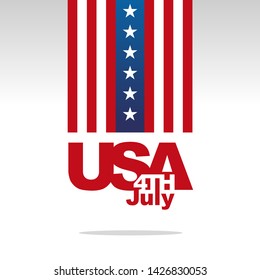 4th of July USA abstract flag red white blue isolated sticker icon