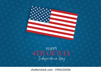 4th of July. USA flag banner background United States of America Independence Day. American national patriotic holiday design with lettering. Vector illustration.