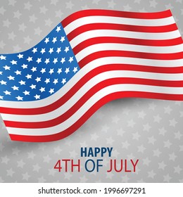 4th of July. USA flag banner background United States of America Independence Day. American national patriotic holiday design with lettering. Vector illustration.