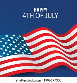 4th of July. USA flag banner background United States of America Independence Day. American national patriotic holiday design with lettering. Vector illustration.