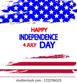 4th july USA flag in brushstroke style, vector art illustration.