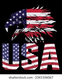 4Th of july USA flag and eagle t-shirt design