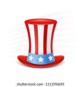 4th of July with USA flag, Independence Day Banner. Fourth of July felicitation classic postcard. USA Happy Independence day greeting card. Vector illustration. EPS 10