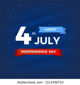 4th of July with USA flag, Independence Day Banner. Fourth of July felicitation classic postcard. USA Happy Independence day greeting card. Vector illustration. EPS 10