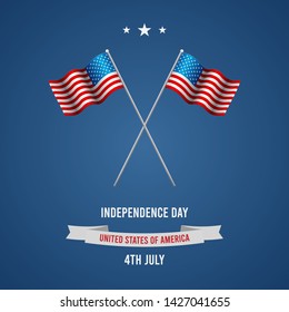 4th of July with USA flag, Independence Day Banner Vector illustration.