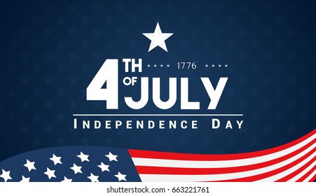 4th of July with USA flag, Independence Day Banner Vector illustration.  