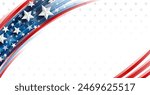 4th of july USA independence day banner design of stars and line curve on blue background with copy space vector illustration