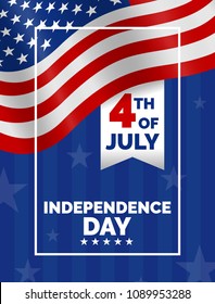 4th of july USA independence day vertical banner design with american flag