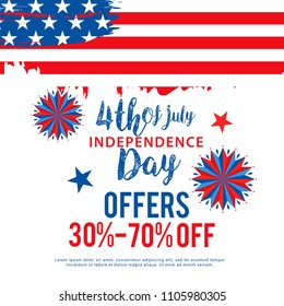 4th Of July USA Independence Day Sale Promotion Background,Poster,Banner,social Media,Marketing Template Design.