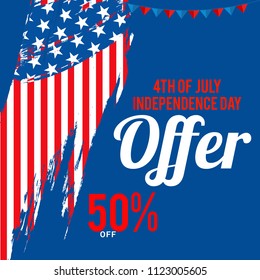 4th Of July USA Independence Day Sale Promotion Background,Poster,Banner,social Media,Marketing Template Design.