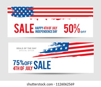 4th Of July USA Independence Day Sale Promotion Header,Banner Background.