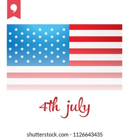 4th of July. USA Independence Day. Flag vector icon for greeting card and poster design.