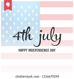 4th of July. USA Independence Day. Greeting card and poster design with flag vector icon.