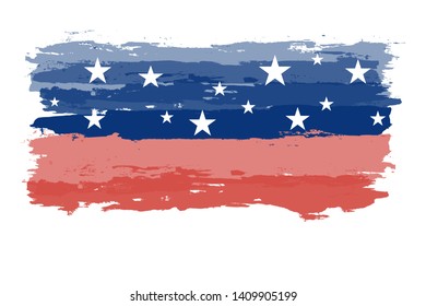  4th of July USA Independence Day background. American flag grunge brush paint. Vector Illustration for Celebration  American Holiday