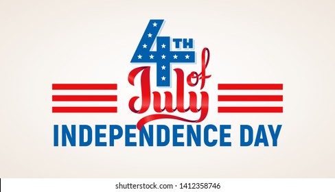 4th of July. USA Independence day. Red and blue vector lettering