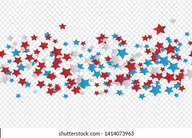 4th of July USA Independence Day celebration. Vector background with bunting, confetti, and ribbons .