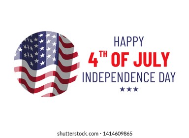 4th july. USA independence day. Vector banner with american flag. Patriotic illustration