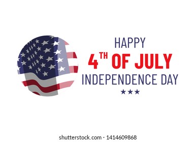 4th july. USA independence day. Vector banner with american flag. Patriotic illustration
